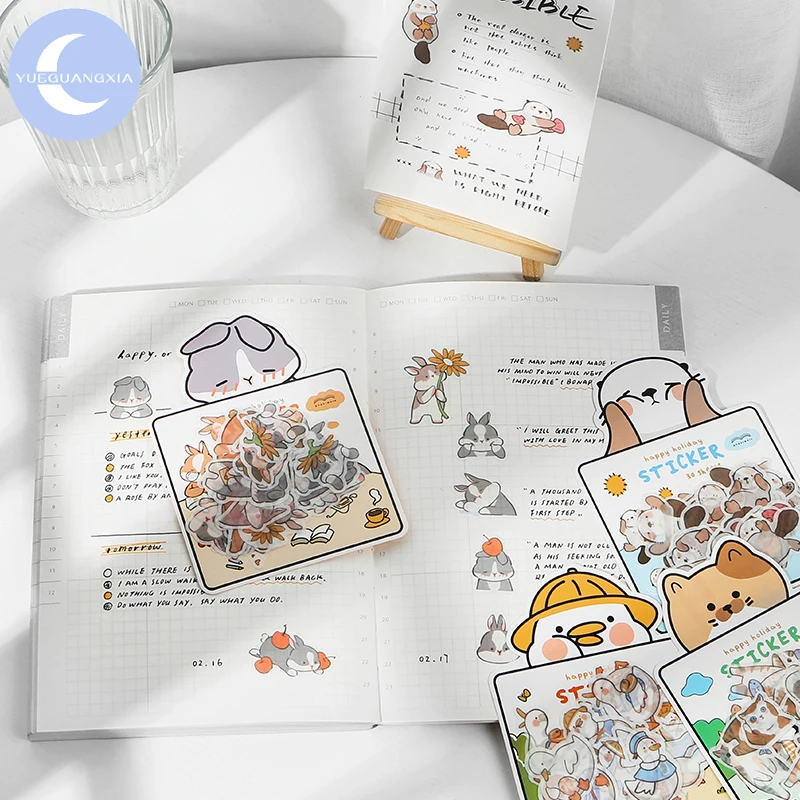 

YueGuangXia 30Pcs/bag Adorable Korea Animal Deco Diary Sticker Creative Fresh Scrapbooking Planner Decorative Stationery Sticker