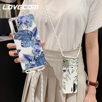 

LOVECOM Vintage Banana Leaf Flower Phone Case For Huawei P40 P30 P20 Pro Lite NOVA 5i Mate 20 Soft IMD Lanyard Back Cover Gift