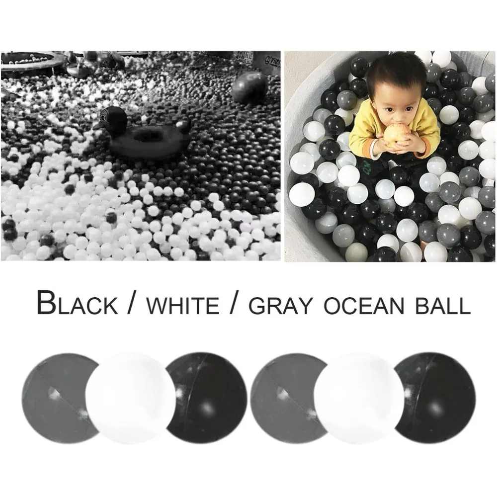 Ocean Ball Pool 50Pcs 7CM Baby Safe PE Anti Stress For Pit Fashion Black Grey White Inflatable Balls Sport Game Toy For Kid Gift