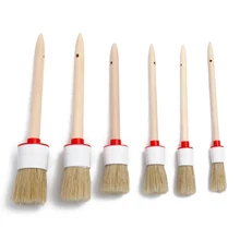 6 шт. Автомобильная детальная кисть различных размеров инструмент для автоматической очистки Щетина Щетка с деревянной ручкой для внутренней приборной панели диски набор для мытья колес