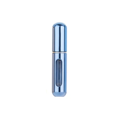 shiny blue MUB- 5ml Refillable Mini Perfume Spray Bottle Aluminum Spray Atomizer Portable Travel Cosmetic Container Perfume Bottle - Color: shiny blue
