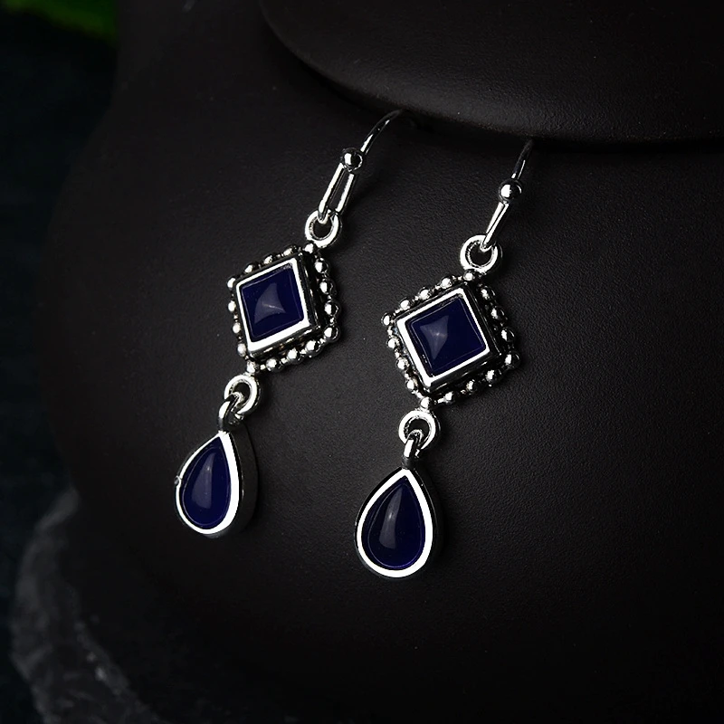 Drop Earrings Dangle Earrings Pendant Earrings Imitation Lapis Lazuli Vintage Earrings Drop Pear-shaped Pendant Earrings Long Fine Jewelry Accessories