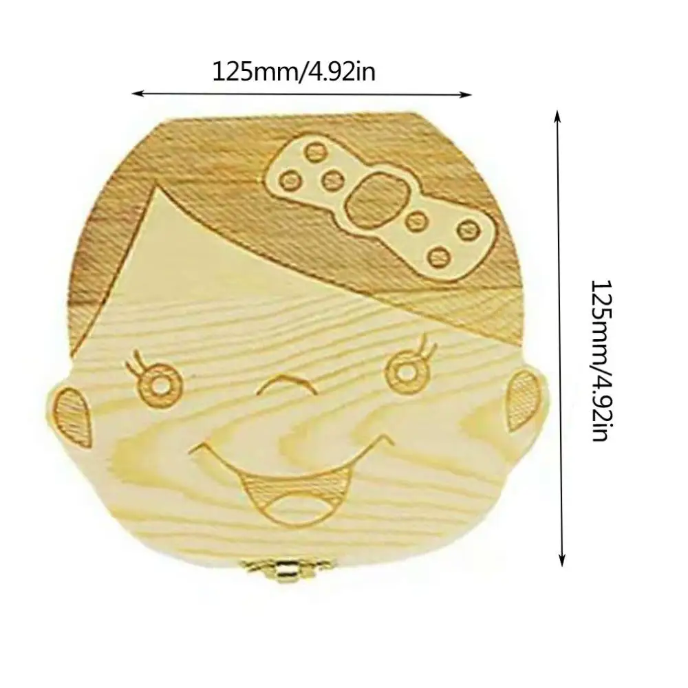 Детская коробочка для молочных зубов, испанская английская руссия, детская деревянная коробка для зубов, детский органайзер для зубов, детский деревянный ящик для хранения лиственных зубов - Цвет: girl