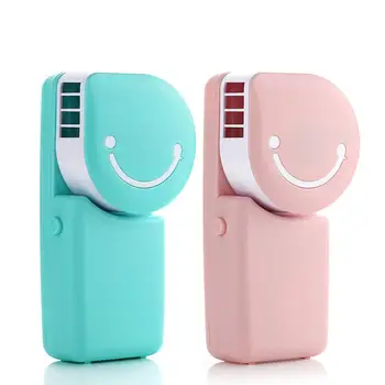 

USB Rechargeable Handheld Fan Cartoon Smile Face Mini Air Conditioning Fan Portable 180 Degree Rotation for Summer Outdoor Home