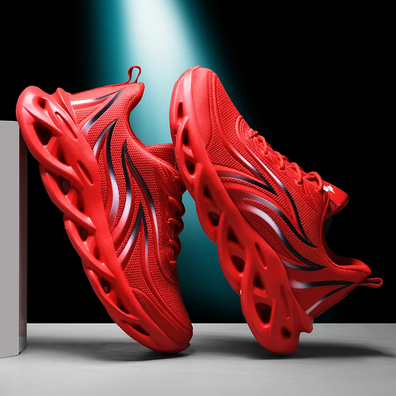 Men Sport Sneakers-Shoes Footwear Platform Soles Breathable Lightweight New Hot Red Walking