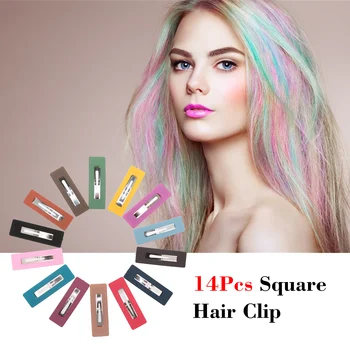 

14PCS Square Hair Clips for Hair Clip Pins BB Hairpins Color Metal Barrettes for Baby Children Women Girls Styling Accessories