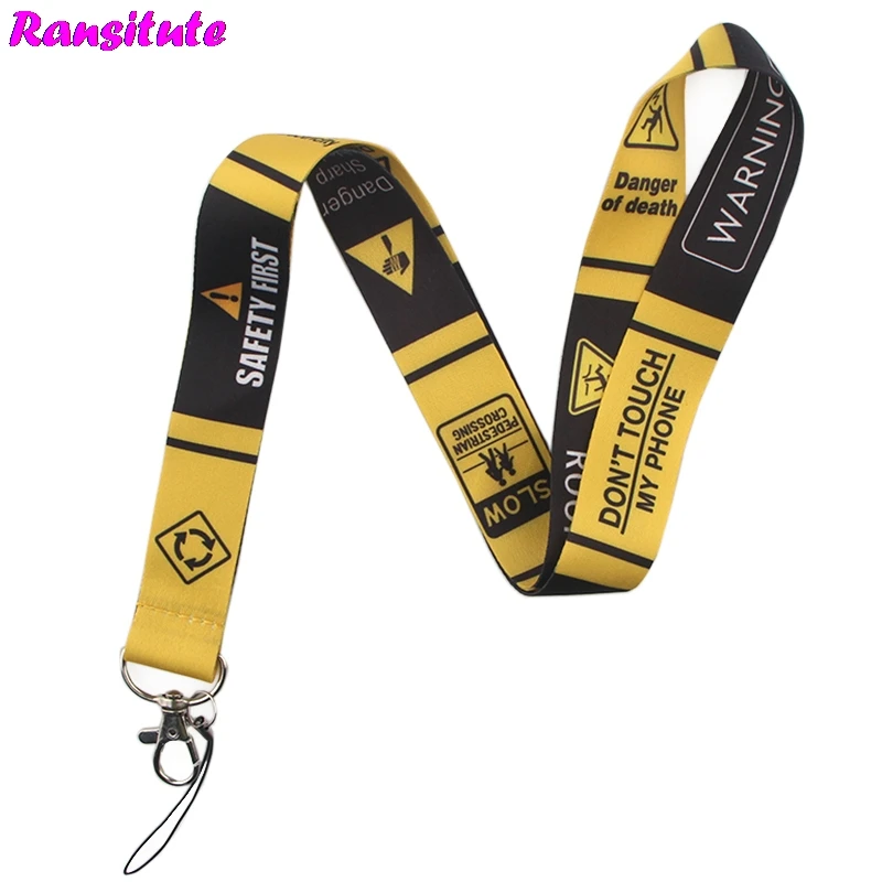 

Ransitute R499 Warning sign keys ID Card Gym Mobile Phone Straps USB badge Holder DIY Phone Hang Rope Lanyard