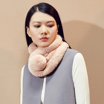 

Rex rabbit fur scarf Korean style lady's double-sided short and versatile scarf thickened and warm fur scarf