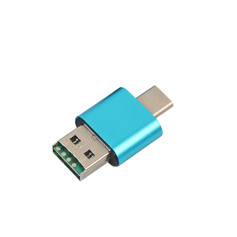Синий Type C-USB 2,0 компактный прочный высокоскоростной совместимый многофункциональный адаптер с двумя интерфейсами для карт мини Универсальный 2 в 1 - Цвет: Синий