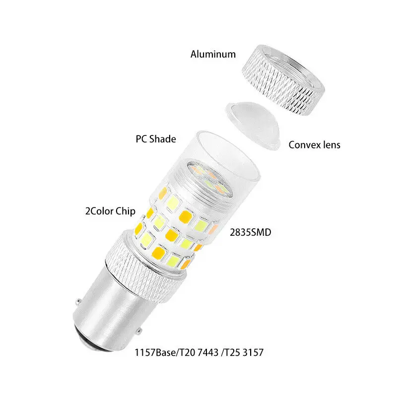 2x1157 BAY15D 42SMD Белый/янтарный двухцветный переключатель поворотного сигнала светильник светодиодный лампочка