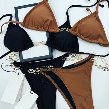 

Gold Black Sexy Biquini 2020 Monokini Swimming Suit Brand Plus Size Swimsuit Women Push Up Bikini Set Monokini Mailot De Bain