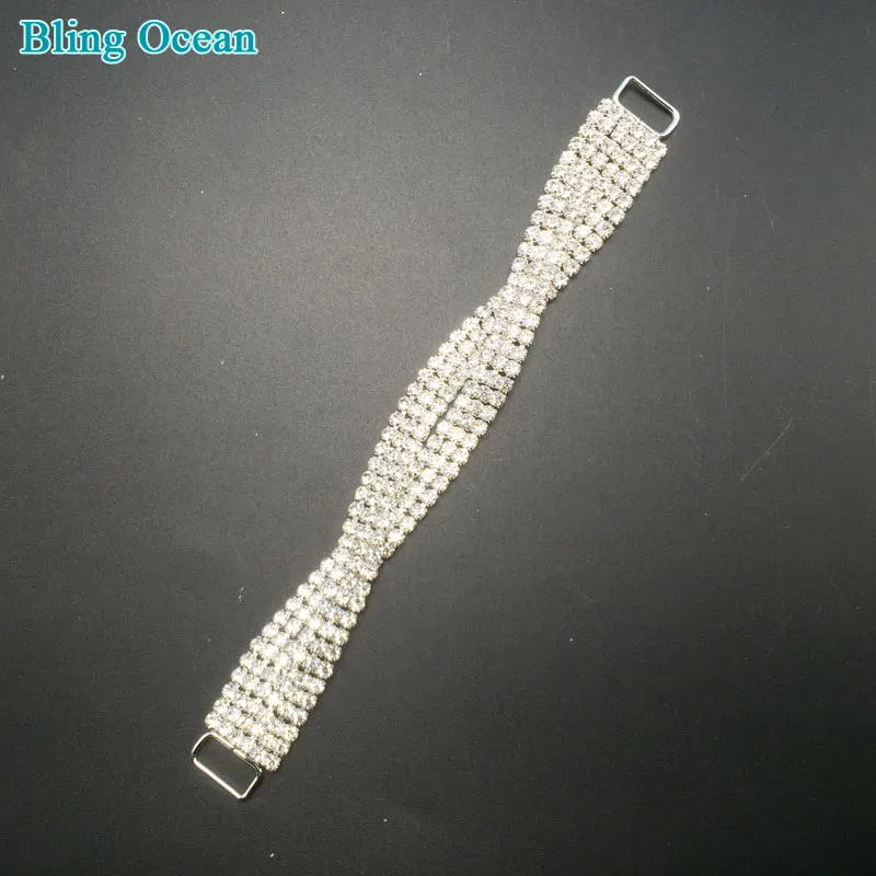 Twisted chain of crystal Bikini connectors metal clasp rhinestones stopper for competition bikini accessories |