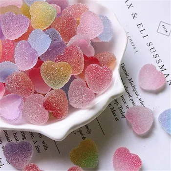 

10Pcs/lot Fake Candy Resin Cabochon Flatback Heart Shape Simulation Food DIY Scrapbooking Embellishment Decoration Craft