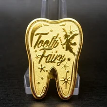 

Tooth Fairy Children's Commemorative Coin Gilded Embossed Tooth Shape Collection Coin Gift Lucky Coin
