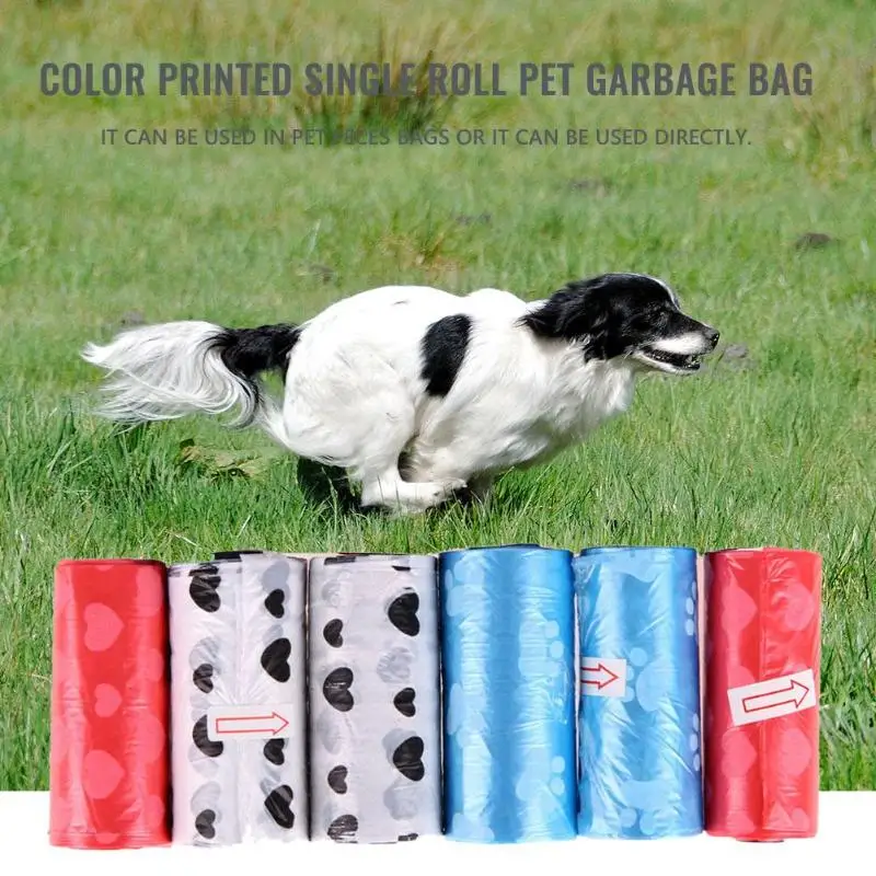 Color Printing Single Roll Pet Garbage Bag Dog Poop Pet Environmental Protection Garbage Bag Decor Convenient and Durable