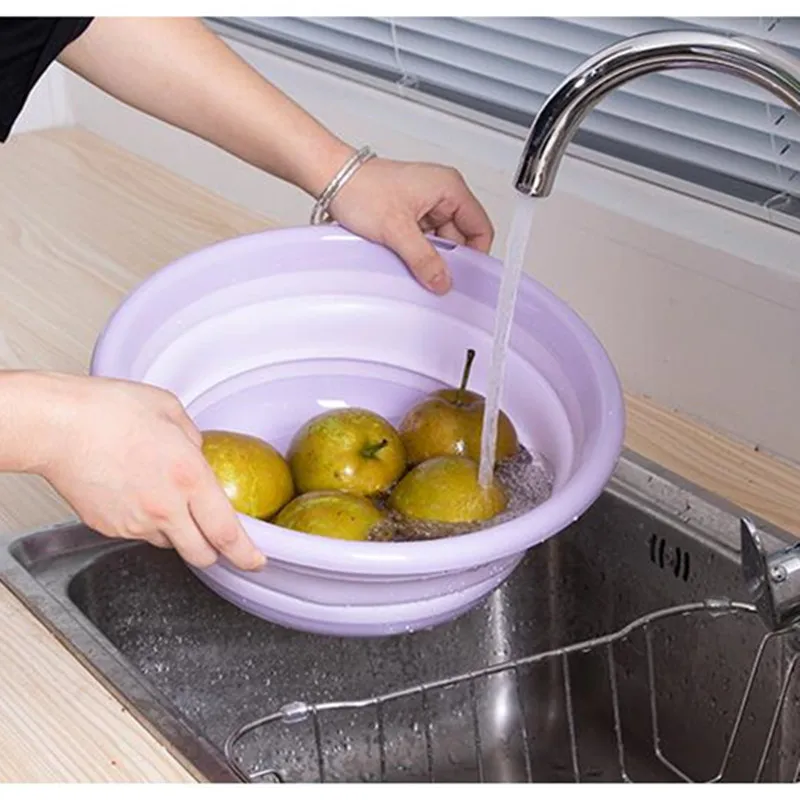 Plastic Silicon Folding Basin Kitchen Organizer Portable Washbasin Pedicure Bathroom Household Cleaning Tool Laundry Tub