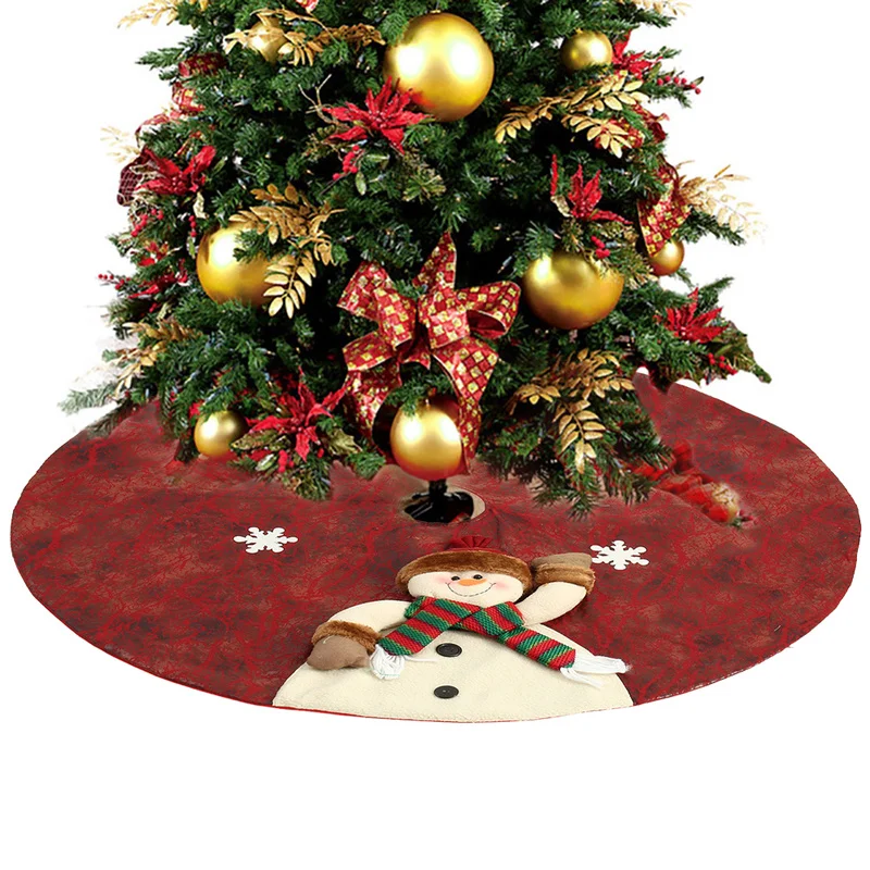 

Red Christmas Tree Skirts Diameter 90 Cm Non-woven Fabric Snowman Santa Claus Tree Base Floor Mat Cover Festival Decoration