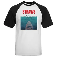 Соломинка, футболка, мужская, забавная, реглан, футболка, Акула, черепаха, летняя, хлопок, короткий рукав, белый, черный, свободный крой, футболки, тренировочные топы, футболки