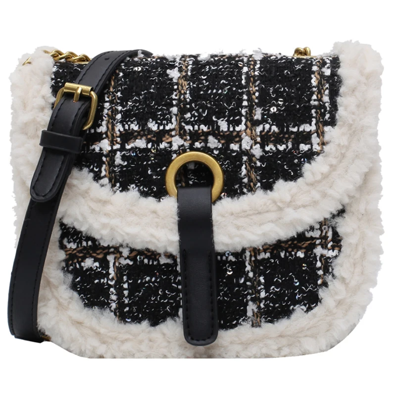 

iVog New Arrival Everyday Female Small Crossbody Shoulder Handbag Fur cc Chain Fashion Hand Bags for Women 2019