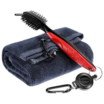 

Golf Club Brush and Towel Kit Golf Club Cleaner With Loop Clip for Hanging on Golf Bag Golf Groove Cleaning Tool