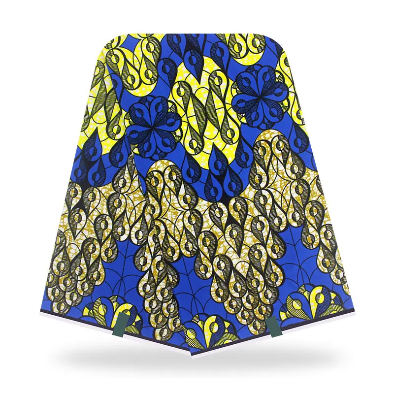 Африканские Восковые принты ткань синий и белый водный дизайн восковые ткани для