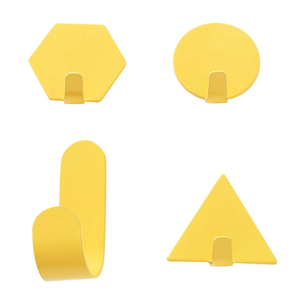 Настенный крючок геометрической формы, настенный Железный крючок для гостиной, ванной комнаты, бесшовные крючки, органайзер для хранения геометрических крючков - Цвет: Yellow