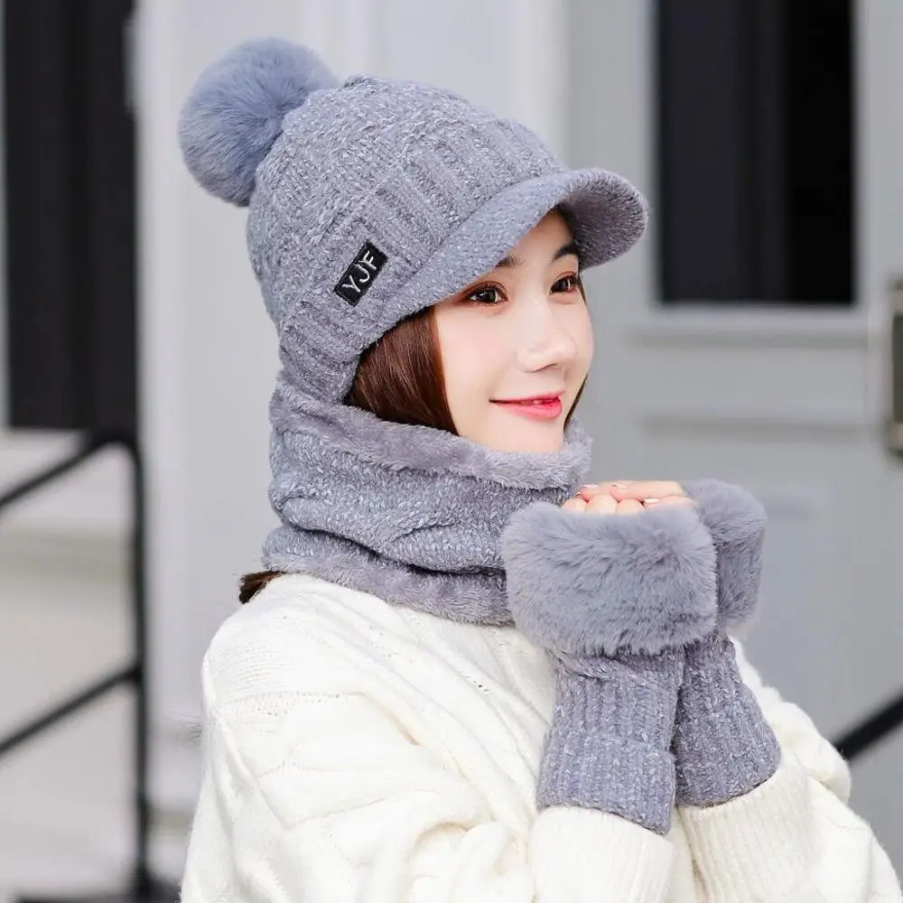 Зимняя шапка Skullies Beanies, зимние шапки бини для женщин, шерстяной шарф, шапки, Балаклава, маска, шапка, вязаная шапка, перчатки