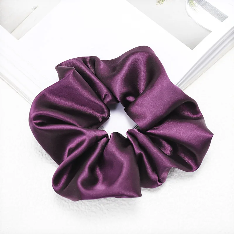 D485 purple Модные однотонные шелковые Сатиновые резинки для волос, женские эластичные резинки для волос, аксессуары для волос для девочек, резинки для волос gumki do wlosow - Цвет: D485 purple
