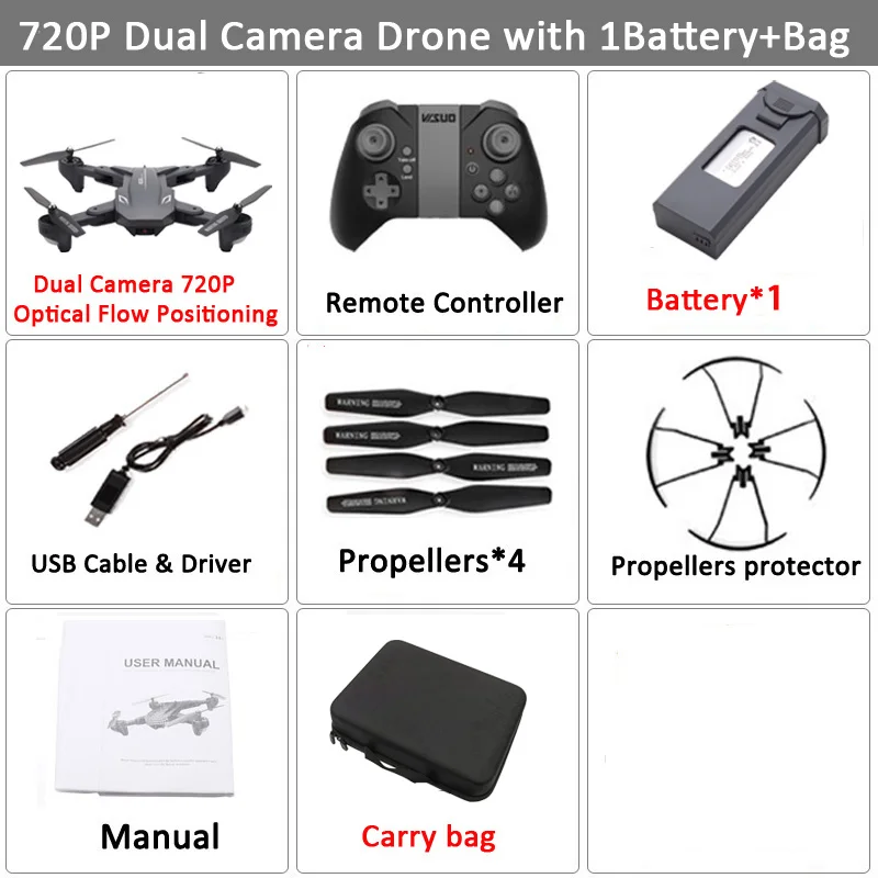 KEELEAD VISUO XS816 Дрон 4K 720P двойная камера wifi FPV дроны жестовая съемка Профессиональный RC Квадрокоптер селфи Дрон VS SG106 - Цвет: 720P 1B CB