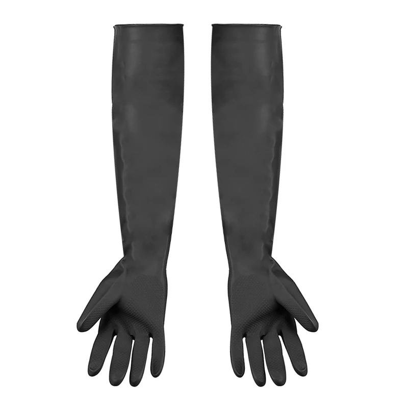 

1 Pairs Black Long Protective Industry Gloves Anti Chemical Acid Alkali Rubber Work Gloves 60cm For Agriculture Forestry