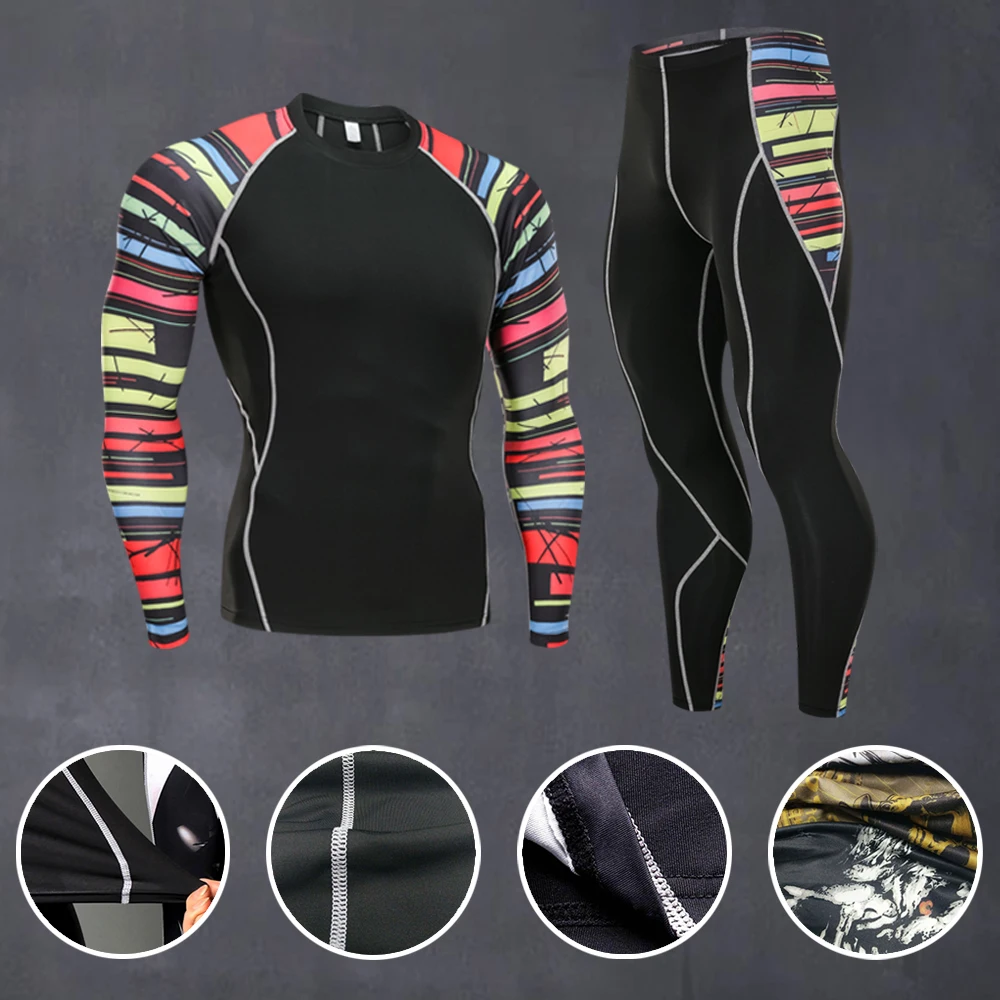

Man's Training Suit Running Sets Fitness Clothes Yoga Sets Indoor Compression Suits Quick-Dry Track-Field Sportwear