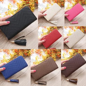 

New Long Women Wallet Female Coin Purse Tassel Coin Purse Wallet Card Holder Wallet Female Pu Clutch Bag Purse