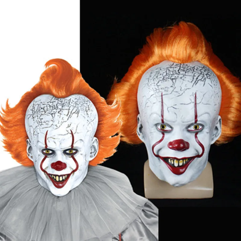 Pennywise Джокер маска Стивен Кинг It Chapter два 2 ужасов клоун Косплей латексный шлем страшный Хэллоуин вечерние костюм, реквизит
