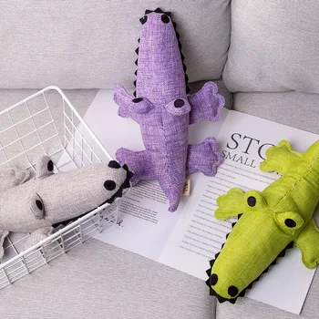 

New Bite Resistant Dog Chew Toys Plush Cartoon Animal Crocodile Toy Puppies Clean Teeth Squeak Interactive Toy Pet Supplies