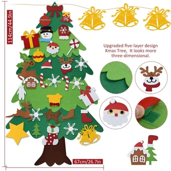 

DIY Felt Christmas Tree Decoration Hook and Loop 3D Three-dimensional Christmas Tree Children _WK