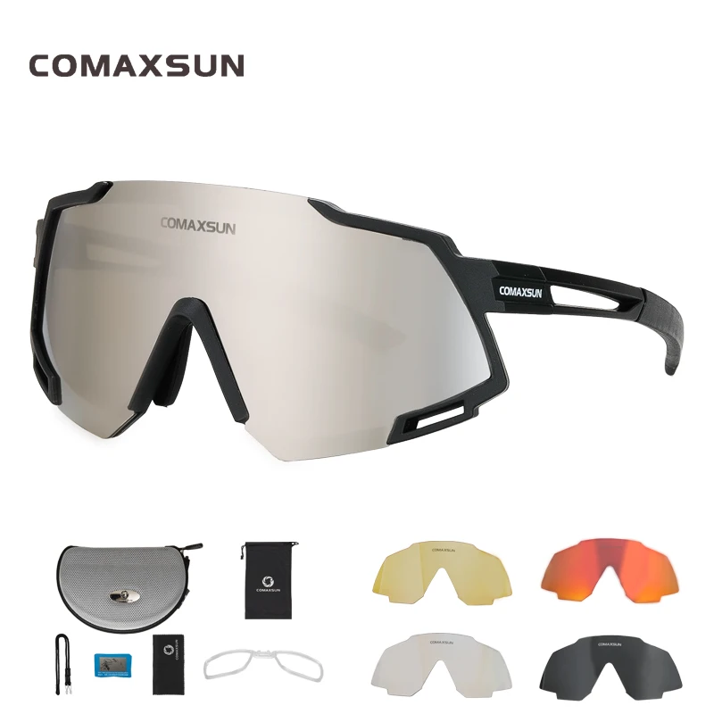 COMAXSUN Professional Polarized 5 Len Cycling Glasses MTB Road Bike Sport Mirror 