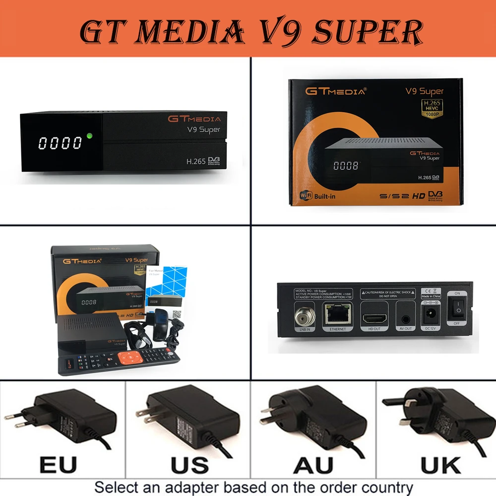 Sr-V9Super GTMEDIA V9 супер ТВ-цифра спутниковый телевизионный ресивер один год, Европейский 7-линия cccam встроенный WiFi Supply USB2.0 декодер спутниковый получить - Цвет: Sr-V9Super