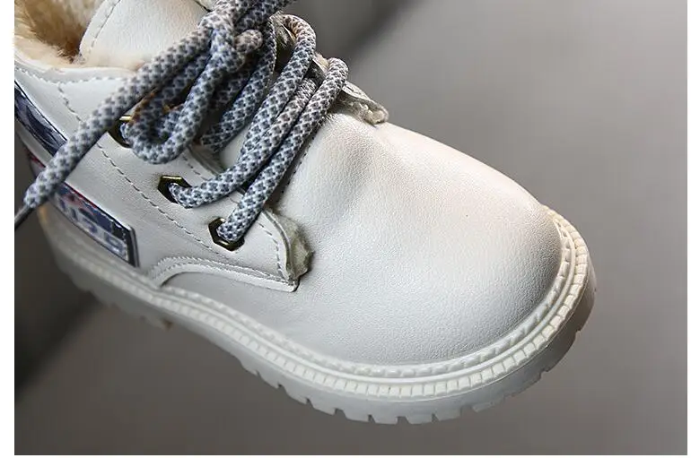 Autumn/Winter Plush Children boots Boys Girls Martin Shoes Fashion Brand Soft Leather Warm Kids Boots