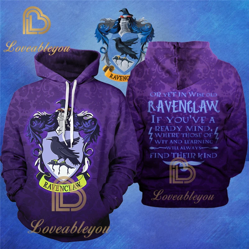 Ravenclaw Wizardry Gryffindor Slytherin Ravenclaw косплей костюм для мужчин и женщин толстовки пуловер Trackusits Повседневная куртка на молнии - Цвет: Ravenclaw