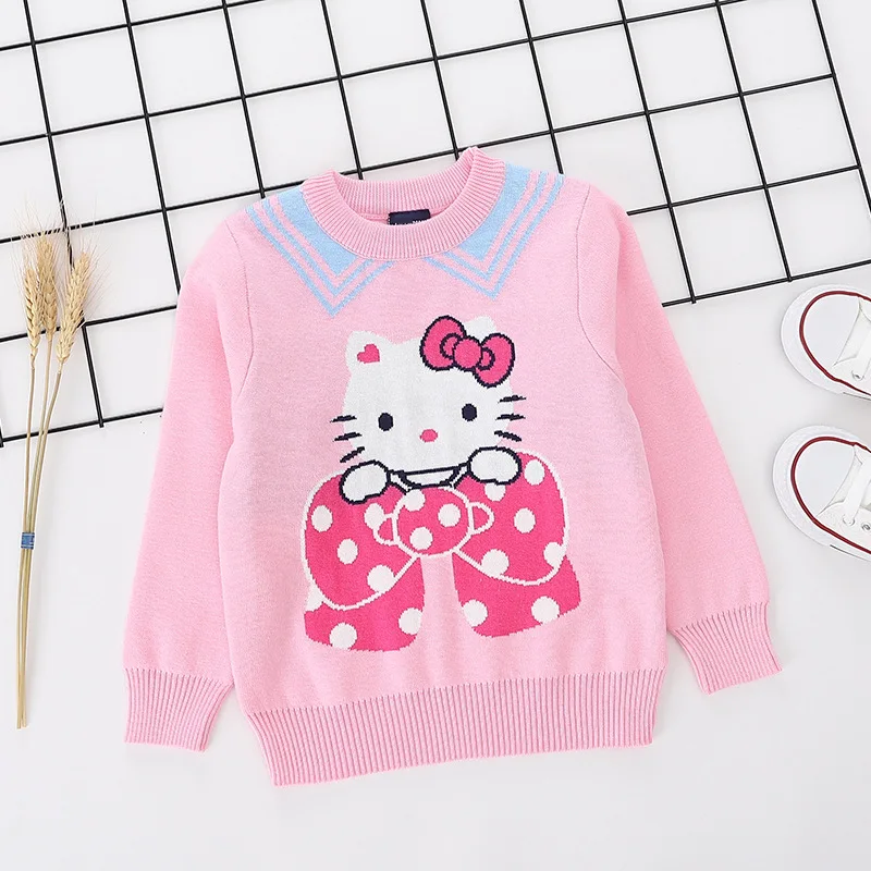 Яргазол свитер для маленьких девочек Милая Вышивка мультяшного кота Осенняя детская одежда свитера для маленьких девочек зимний двухслойный костюм - Цвет: S30204-pink