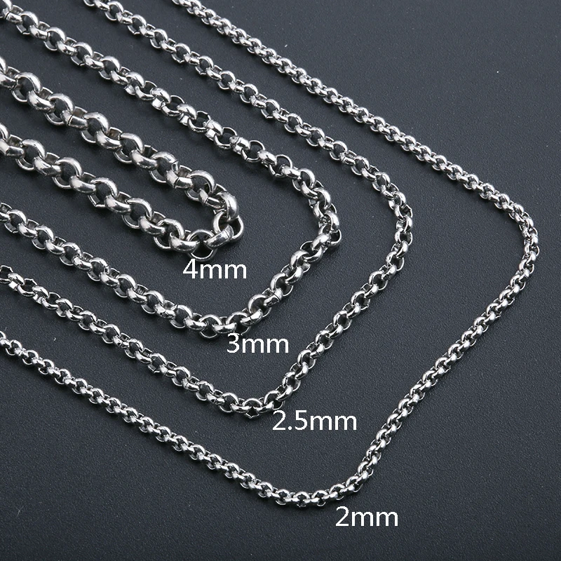 2m/lot Stainless Steel Rolo Link Chain Necklace Findings 2mm 2.5mm 3mm