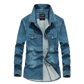 

Brand Casual denim shirt men long sleeve Autumn casual shirts camiseta masculina men clothes retro jeans men shirts