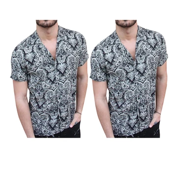 

Man's new style fashion casual short sleeve shirt with totem pattern and printed pattern