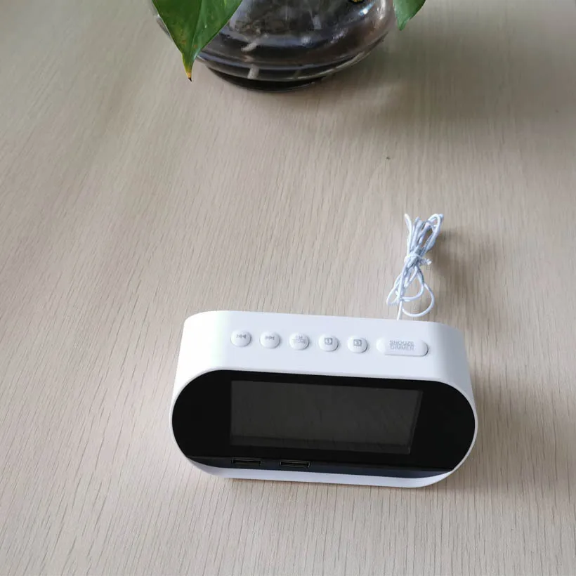 T2 dual USB charging Alarm Clock Speaker with erpetual calendar backlight LED Digital Alarm Clock Home Decra Snooze Table Clock