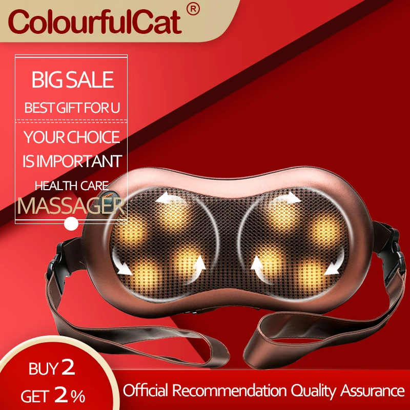 Cellulite Electrical Shiatsu Back Neck Shoulder Massager Body Spa Infrared Heating 4D Kneading Massagem Home Car  Masaje