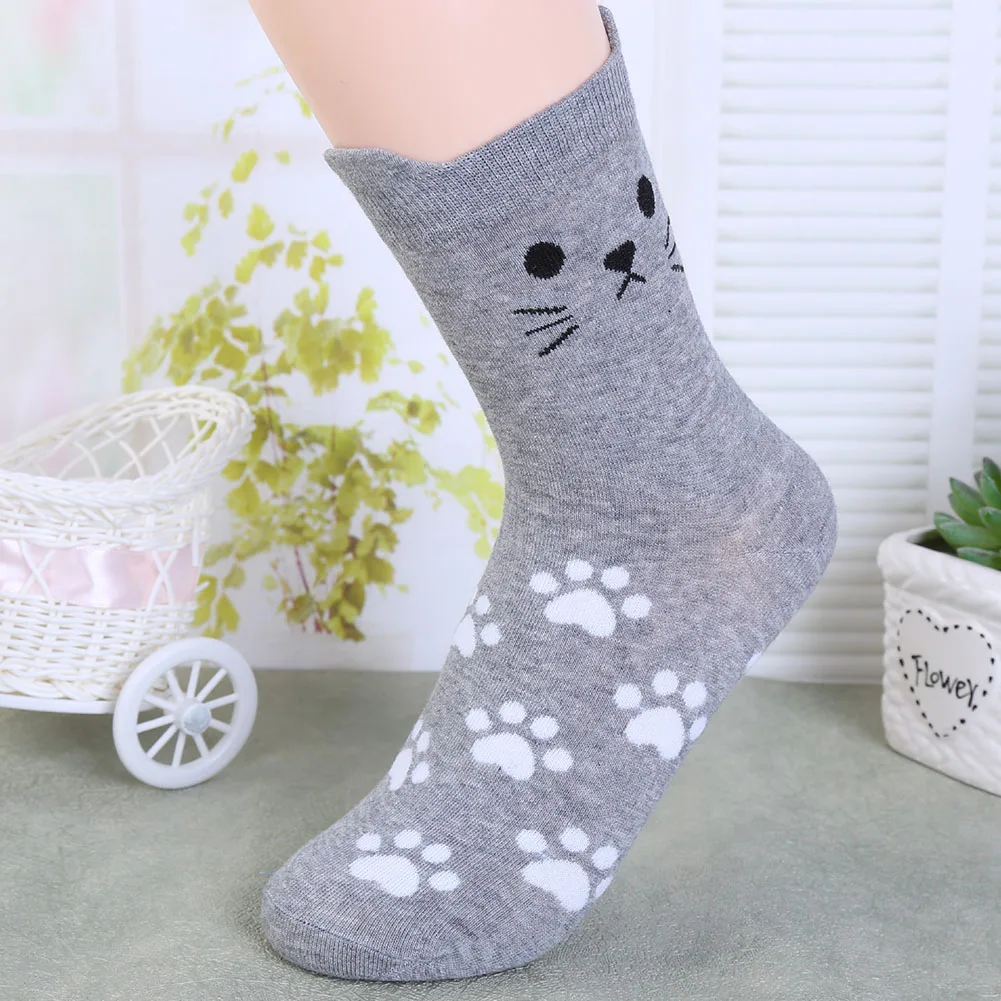 

5 Pairs Women Harajuku Novelty Warm Casual Animal Pattern Socks Autumn Funky Short Ankle Protector Cartoon Funny Cat