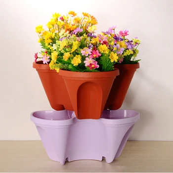 

Plastic Stackable Vertical Flower Pot Movable Three-Petal Butterfly Planting Pot Garden Planting Decoration