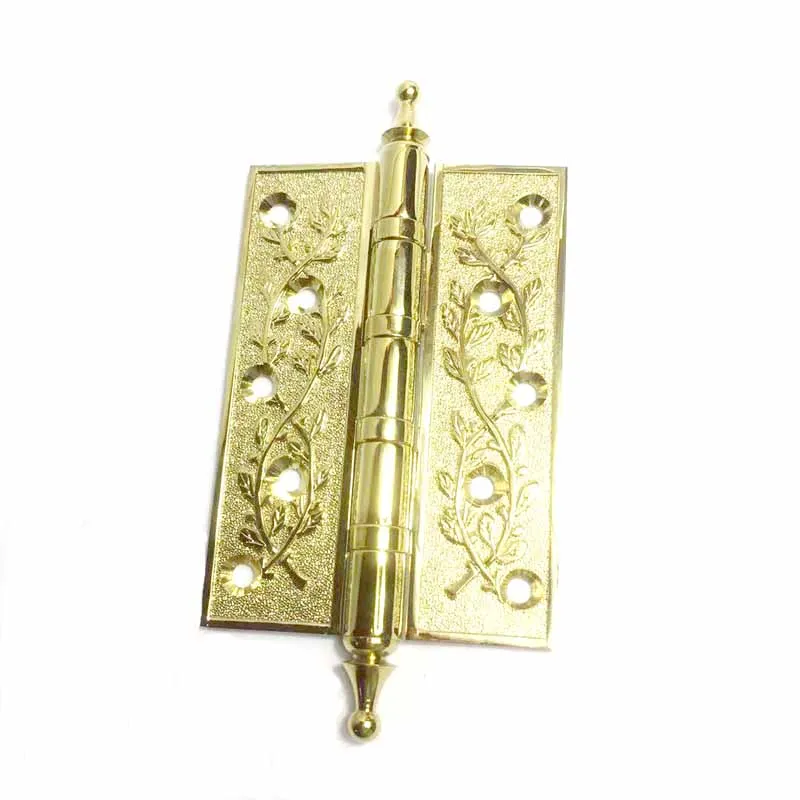 

1Pcs Luxury Crown Head Door Hinges Solid Brass Thick Flat Gold Fower Pattern Heavy Duty Mute Villa Gate Copper Hinge