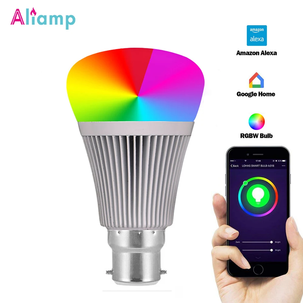 Wifi Светодиодная лампа 7 Вт разноцветный RGB умный светильник с регулируемой