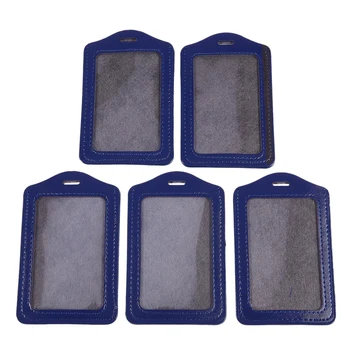 

Blue PU Badges Holder ID Card Case Credit Card Vertical Badge